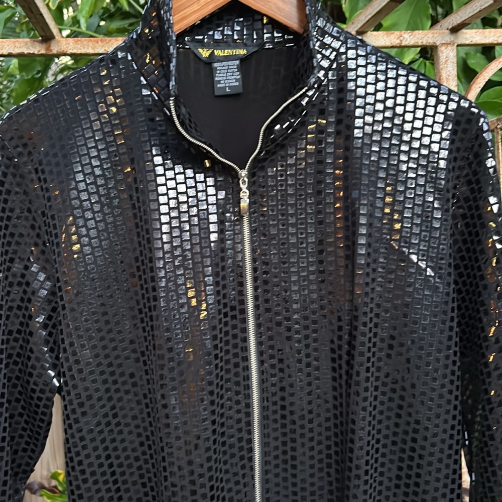 Valentina Made in Korea Black Sequin Zip-Up Jacket - Picture 2 of 6